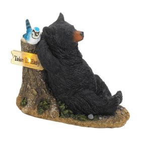 Summerfield Terrace Lounging Bear with Bluebird Solar Garden Light