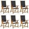 Folding Patio Chairs 6 pcs Solid Wood Acacia and Textilene