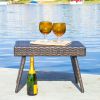 Akehurst Outdoor Brown Wicker Adjustable Folding Side Table