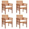 Patio Dining Chairs with Cushions 4 pcs Solid Wood Acacia