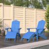 vidaXL Patio Adirondack Chairs 2 pcs with Footstools HDPE Aqua Blue