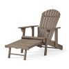 Katherine Outdoor Acacia Adirondack Grey Lounge Chair with Pull Out Footstool