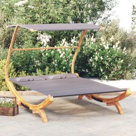 Patio Lounge Bed with Canopy 65"x79.9"x54.3" Solid Bent Wood Anthracite