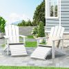 Outdoor Classic White Solid Wood Adirondack Chair Retractable Foldable (Set of 1)