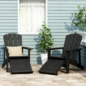 Outdoor Solid Black Classic Solid Wood Adirondack Lounge Chair (Set of 1)