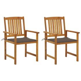 Patio Chairs with Cushions 2 pcs Solid Acacia Wood