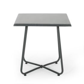 Doris Outdoor Modern 18" Steel Desk Side Table Gray