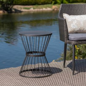 Fern Outdoor 16 Inch Iron Side Table Matte Black