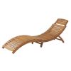 Lisbon Outdoor Wood Folding & Portable Chaise Lounge Brown Patina ( set of 1)