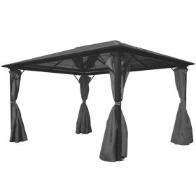 vidaXL Gazebo with Curtain Anthracite Aluminum 157.5" x 118.1"