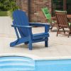 Folding Adirondack Chair, Fire Pit Chair,Patio Outdoor Chairs All-Weather Proof HDPE Resin for BBQ Beach Deck Garden Lawn Backyard-Navy Blue