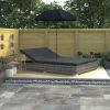 vidaXL Patio Lounge Bed with Umbrella Poly Rattan Gray