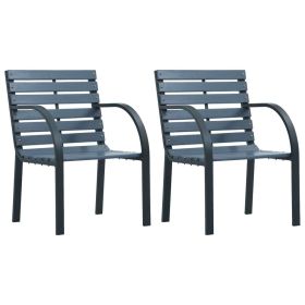 vidaXL Patio Chairs 2 pcs Gray Wood