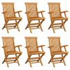 vidaXL Folding Patio Chairs 6 pcs Solid Teak Wood