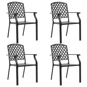 vidaXL Patio Chairs 4 pcs Mesh Design Steel Black