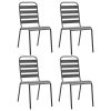 vidaXL Patio Chairs 4 pcs Slatted Design Steel Dark Gray