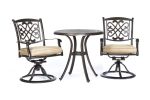 3 Piece Bistro Set, Cast Aluminum Dining Table Patio Glider Chairs Garden Backyard Outdoor Furniture