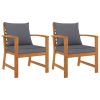 vidaXL Patio Chairs 2 pcs with Dark Gray Cushion Solid Acacia Wood