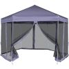 vidaXL Hexagonal Pop-Up Marquee with 6 Sidewalls Dark Blue 11.8'x10.2'