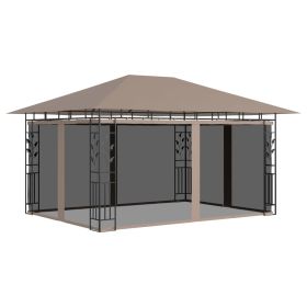 vidaXL Gazebo with Mosquito Net 13.1'x9.8'x9' Taupe 0.6 oz/ftÂ¬â‰¤