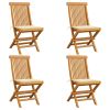 vidaXL Patio Chairs with Cream Cushions 4 pcs Solid Teak Wood