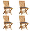 vidaXL Patio Chairs with Anthracite Cushions 4 pcs Solid Teak Wood