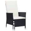 vidaXL Reclining Patio Chair with Cushions Poly Rattan Black