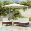 vidaXL Patio Chairs 3 pcs with Cushions Poly Rattan Brown