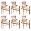 vidaXL Dining Chairs 6 pcs with Cream Cushions Solid Teak Wood