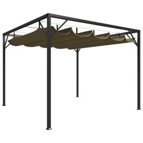 vidaXL Garden Gazebo with Retractable Roof 9.8'x9.8' Taupe 0.6 oz/ftÂ¬â‰¤