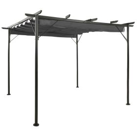 vidaXL Pergola with Retractable Roof Anthracite 9.8'x9.8' Steel 0.6 oz/ftÂ¬â‰¤