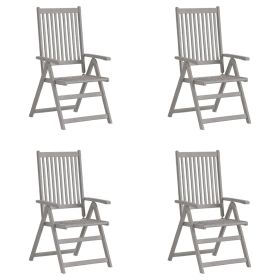 vidaXL Patio Reclining Chairs 4 pcs Gray Solid Acacia Wood