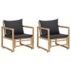 vidaXL Patio Chairs with Cushions 2 pcs Bamboo