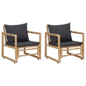 vidaXL Patio Chairs with Cushions 2 pcs Bamboo