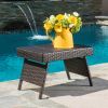 Akehurst Outdoor Brown Wicker Adjustable Folding Side Table