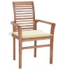 vidaXL Dining Chairs 6 pcs with Cream Cushions Solid Teak Wood