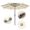 10Ft 3-Tiers 32LEDS Patio Umbrella Beige