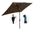 10 x 6.5t Rectangular Patio Umbrella Solar LED Lighted Outdoor Market Table Waterproof Umbrella Sunshade with Crank and Push Button Tilt for Garden De