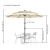 10Ft 3-Tiers 32LEDS Patio Umbrella Beige