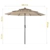 3 Tiers And 8 Ribs Outdoor Umbrella With 32 LED Lights,Patio Table Umbrella with Push Button Tilt And Crank,Beige