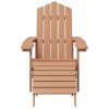 Patio Adirondack Chairs with Footstool & Table HDPE Brown