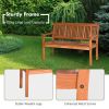 Two Person Solid Wood Garden Bench with Curved Backrest and Wide Armrest