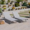 Holm Outdoor Gray Mesh Chaise Lounge with Aluminum Frame (set of 2)