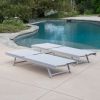 Holm Outdoor Gray Mesh Chaise Lounge with Aluminum Frame (set of 2)