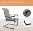 Outdoor Spring Motion Dining Bistro Chairs with Textilene Steel Frame Set of 2