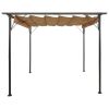 vidaXL Pergola with Retractable Roof Taupe 9.8'x9.8' Steel 0.6 oz/ftÂ¬â‰¤