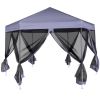 vidaXL Hexagonal Pop-Up Marquee with 6 Sidewalls Dark Blue 11.8'x10.2'