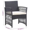 vidaXL Patio Armchairs with Cushions 2 pcs Black Poly Rattan