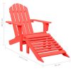 Patio Adirondack Chair with Ottoman Solid Fir Wood Red