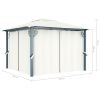 Gazebo with Curtain 118.1"x118.1" Cream Aluminum